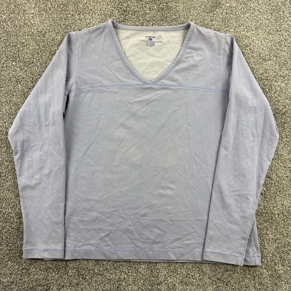 Patagonia Vitaliti Vee Shirt Women's XL Purple Organic Cotton Long Sleeve 53495